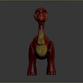 Cute Red Plush Dinosaur Toy With Long Neck Yellow Belly And Blue Spots