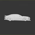 Sleek Silver Sports Car With Black Accents Red Side Stripe Rear Spoiler And Large Wheels