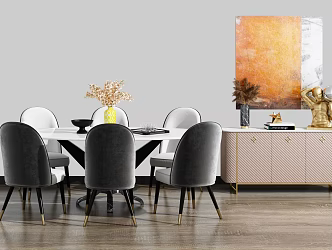 Modern Dining Table and Chair Combination Dining Table and Chair 3d model
