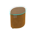 Modern Round Sofa Stool with Yellow Velvet Upholstery and Transparent Glass Top