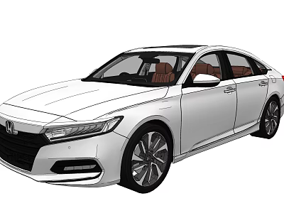 White Honda Sedan With Sleek Headlights Brown Seats And Multi Spoke Wheels 3d model