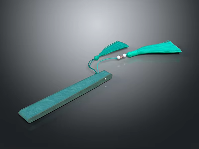 Green Decorative Bookmark With Smooth Surface Tassels And White Beads For Daily Use 3d model