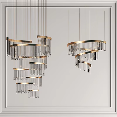 Contemporary Gold Spiral Chandelier With Layered Crystal Glass Elements For Living Space 3d model