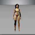 3D Fantasy Female Character With Golden Headdress Black Hair And Decorative Armor