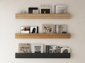 Modern Wall Shelf Minimalist Solid Wood Bookshelf Magazine Rack Wall Bookshelf 3d model