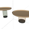 Contemporary Coffee Table With Round Tray Top And Ribbed Glass Base Design