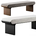 Modern Upholstered Bench With Beige Cushion Gray Blanket And Wooden Black Legs