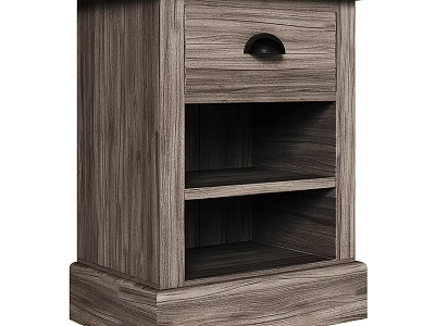 Modern Wooden Bedside Table With Drawer And Open Storage Shelves Design 3d model