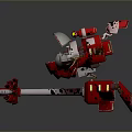 Detailed Futuristic Red Mechanical Weapon With Cockpit And Long Cannon Barrel Design