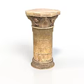 Classical Stone Column With Intricate Carved Capital And Decorative Base Structure