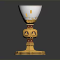 Intricate Gold And Silver Chalice Sculpture Carving With Lotus Base And Red Decorations