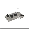 Modern Living Room White Sectional Sofa with Gray Cushions Side Table and Throw Blanket