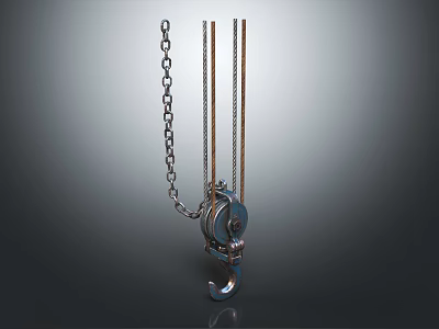 Heavy Duty Industrial Equipment With Steel Chain Metal Cable And Lifting Hook 3d model