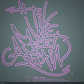 Pink Neon Graffiti Style Lighting Combination with Artistic Design on Dark Green Wall