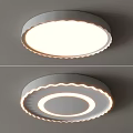 Modern White Flush Mount Ceiling Light With Scalloped Edge And Bright LED Lighting 3d model