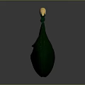 Green Leather Handbag With Gold Curved Handle And Crocodile Texture