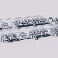 Industrial Production Line Machinery With Storage Tanks And Connecting Pipes