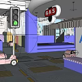 Kid Friendly Dessert Restaurant With Ice Cream Display Cases And Pink Car Decor