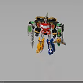 Multicolored Robot Action Figure With Mechanical Arms Spike Weapon And Wing Structure 3d model