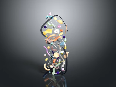 Modern Colorful Abstract Daily Life Decor Piece With Mixed Shapes And Curved Lines 3d model