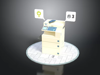 Multifunctional Electronic Printer With Power Button And Number 3 Display On Circular Mat 3d model