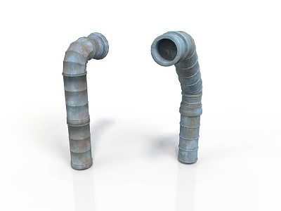 Two Curved Industrial Metal Pipes With Textured Surface And Durable Construction 3d model