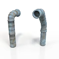 Two Curved Industrial Metal Pipes With Textured Surface And Durable Construction