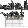 Decorative Ornament Set with Pampas Grass in Concrete Planter for Home Decor