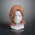 White Human Head Model With Brown Wavy Hair Wig Isolated On Dark Background