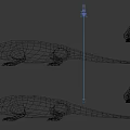 Gray Scaled Reptile Creature Character Models With Long Tail Red Tongue Multiple Poses Black Background