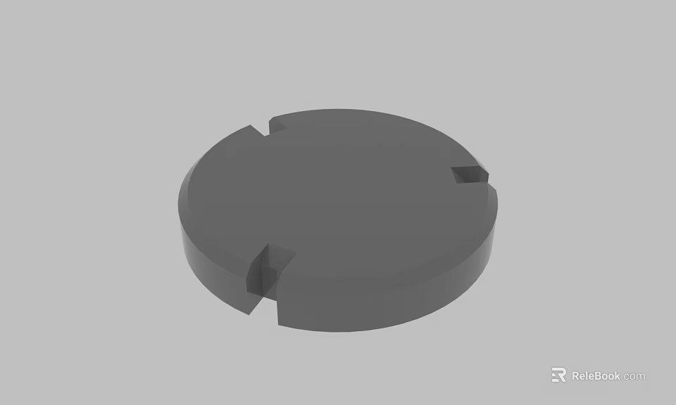 Gray Circular Disk With Three Notches And Smooth Surface Design 3d model 
