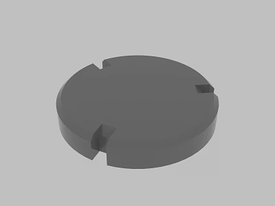 Gray Circular Disk With Three Notches And Smooth Surface Design 3d model
