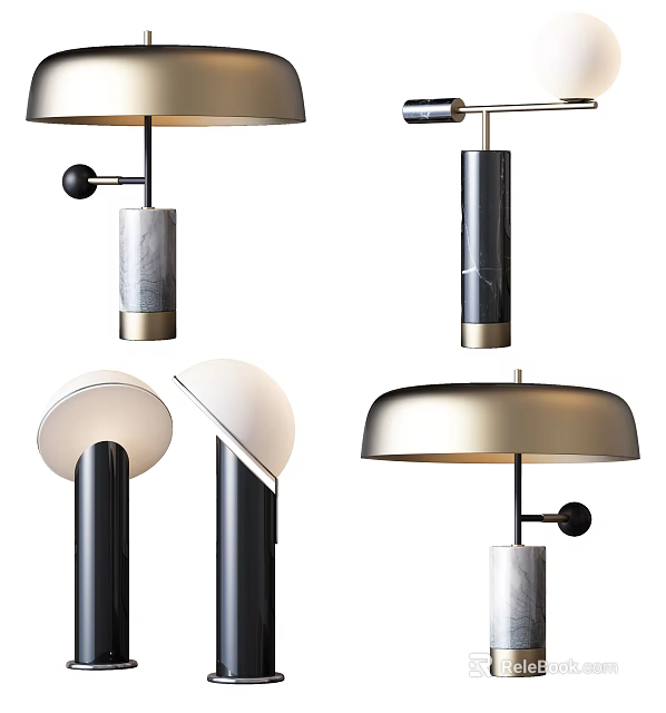 Modern Table Lamps With Metal Frame Marble Base And Stylish Shade Designs 3d model