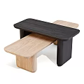 Modern Wooden Coffee Table With Dark Top And Light Wood Layered Design