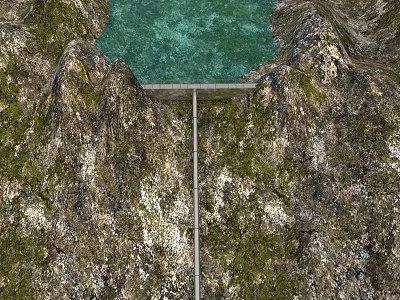 Serene Waterfront Landscape With Clear Green Water And Mossy Rock Surroundings 3d model