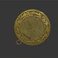 Vintage Circular Mirror With Ornate Golden Carved Frame For Home Use