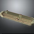 Detailed Oval Arena Architectural Model Featuring Seating Steps And Entrances 3d model