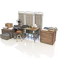 Vintage Daily Life Supplies Including Screens Fan Table Stool Trunks Books And Drawer Cabinet
