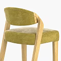 Green Velvet Upholstered Bar Stools with Light Wooden Frame and Modern Ergonomic Backrest Design