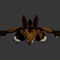 Cartoon Style 3D Animal Character Model With Large Ears Brown White Fur Standing Pose