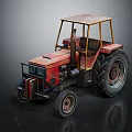 Old Red Tractor With Rustic Cab Large Wheels And Classic Vintage Design 3d model