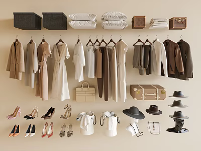 Neutral Toned Clothes And Matching Accessories 3d model