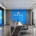 Control room console of command center monitoring room 3d model