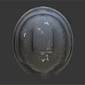 Worn Military Tactical Helmet With Ventilation Ports Yellow Markings And Rugged Build