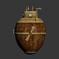 Vintage Wooden Submarine With Brass Accents Observation Windows And Top Structures Classic Watercraft Design