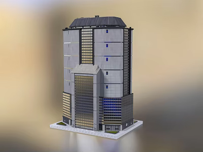 Modern Commercial Complex Building With Glass Curtain Walls And Multi Storey Architectural Design 3d model