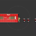 Small Red And White Store Building With Red Awning And Motorcycle Parking