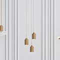 Modern Pendant Lights With Various Designs Displayed On White Wall 3d model