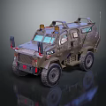 Armored Tactical Military Vehicle With Reinforced Armor Off Road Tires And Roof Equipment