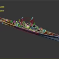 3D Model Of A Battleship With Distinctive Design